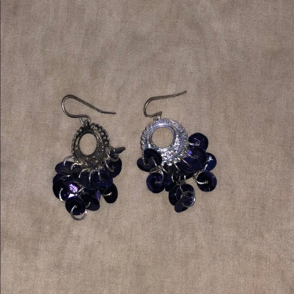 Purple sequin earrings